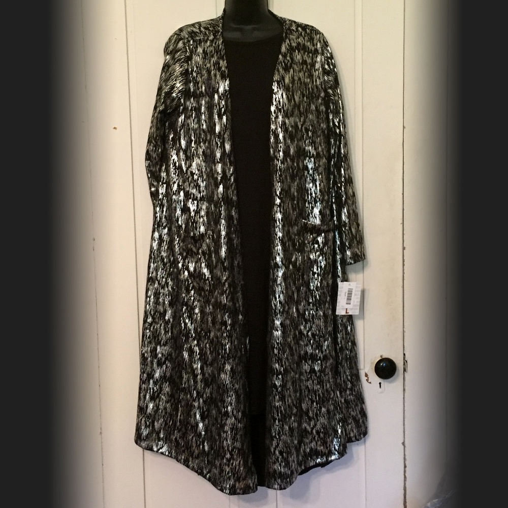 LuLaRoe Elegant Sarah, Black & Silver, Large, NWT